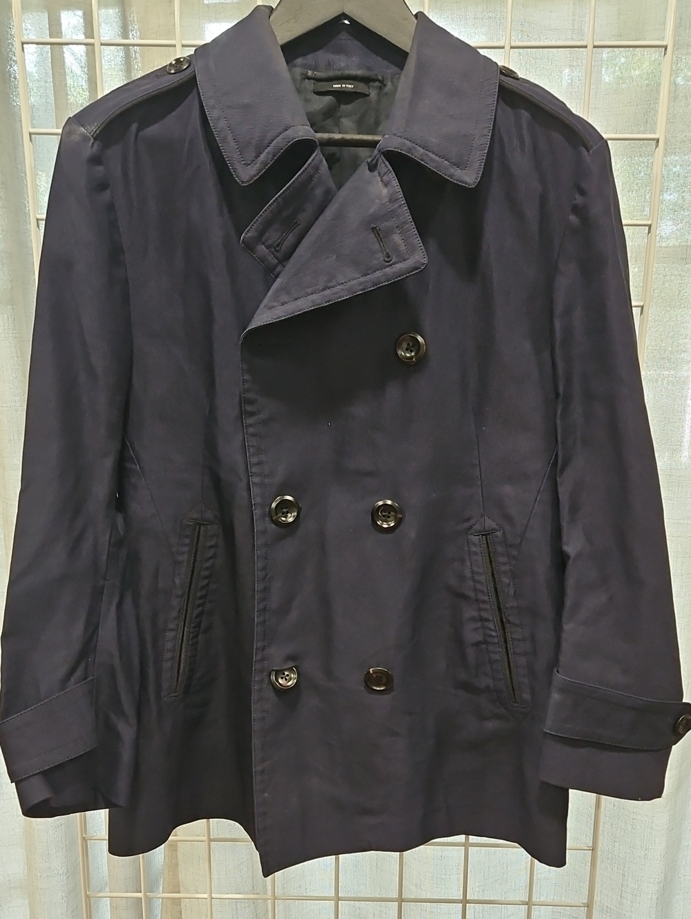 Tom Ford Navy Double-Breasted Trench/Pea Coat
